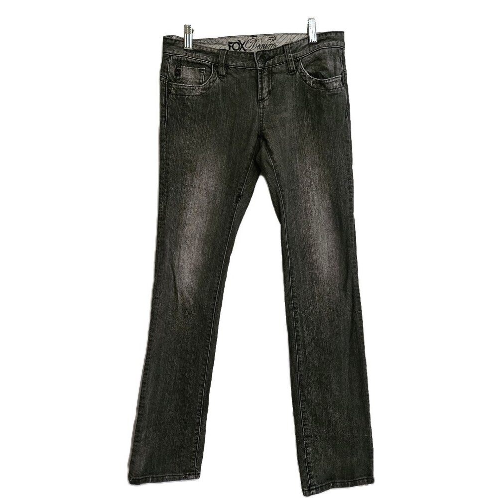 FOX Denim Dark Grey Wash Straight Leg Low Rise Jeans Size 7